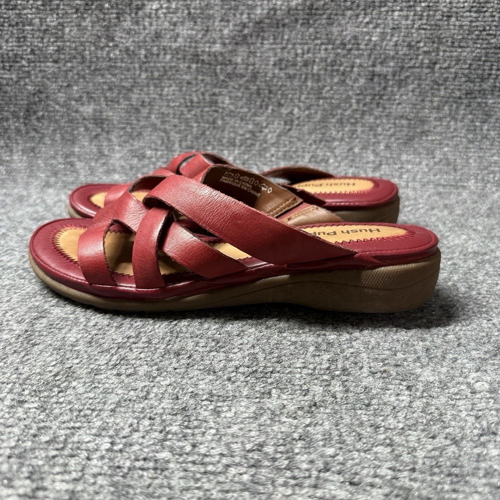 Hush Puppies Sandals Womens 6 Wide Slide Red Slip On Casual Open Toe Wedge